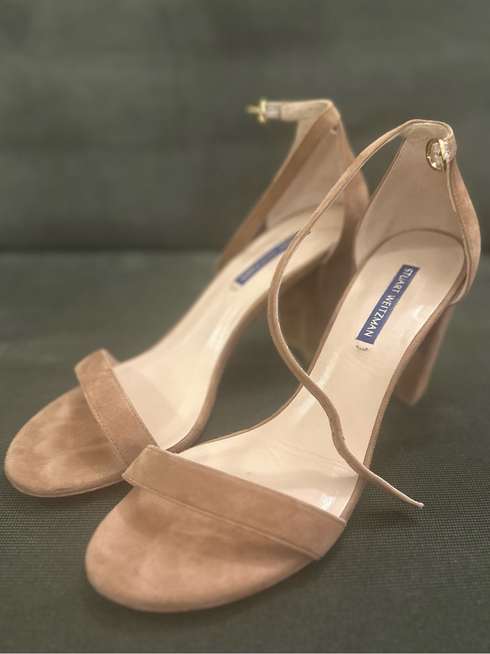 EUC! Stuart Weitzman Nearly Nude Sandals Suede Sz 39 Retail $475. $100 OBO